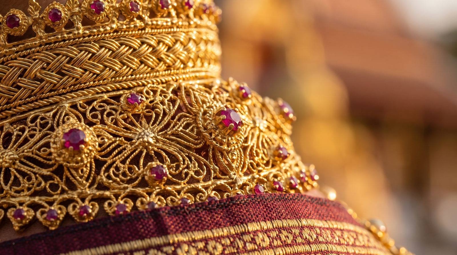 Detail of gold-threaded fabric